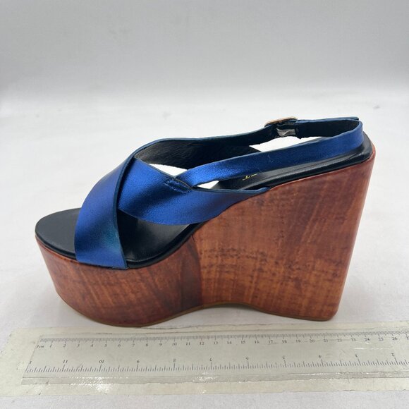 miss left Blue Crisscross Strap Open Toe Slingback Sandal Adjustable Buckle Shoe - Picture 2 of 8